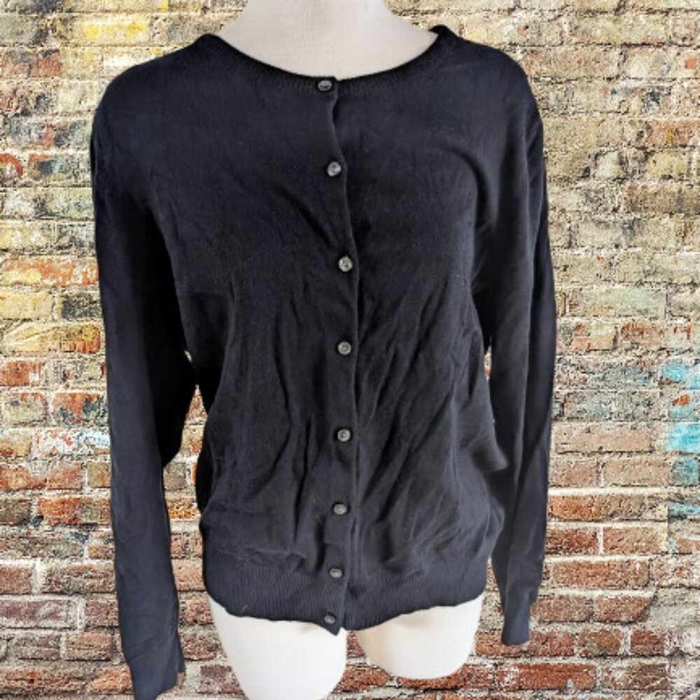 LL Bean black cardigan, Size Petite L